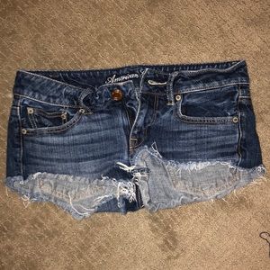 Dark wash extra low rise festival shortie